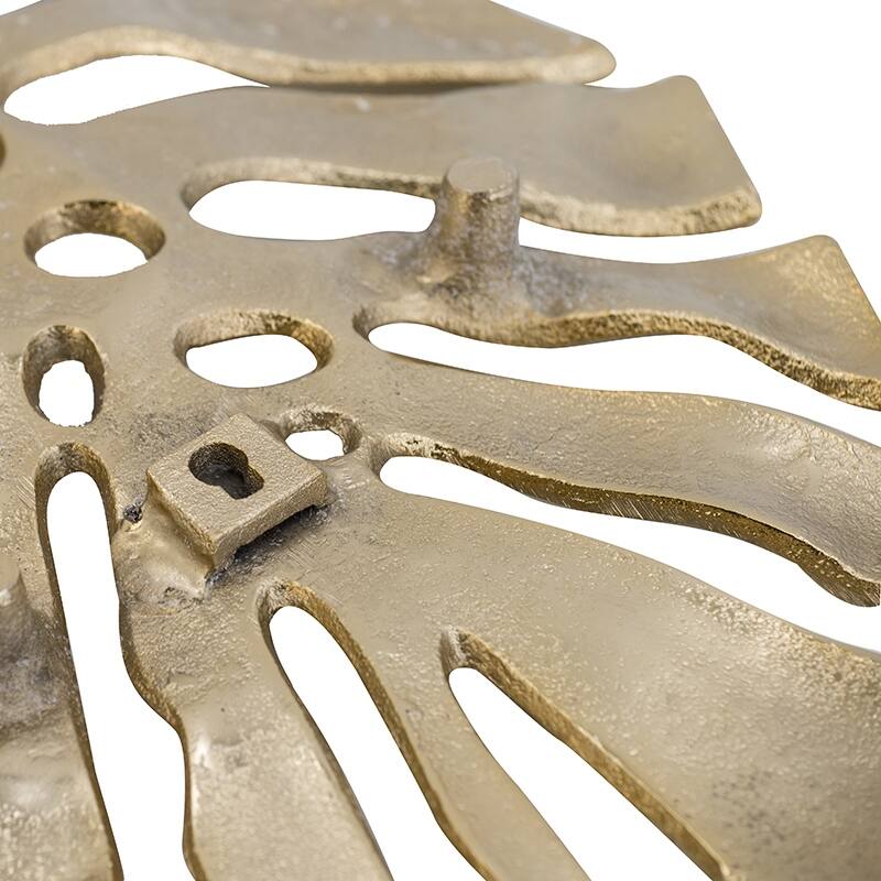 Modern Multi-functional Monstera Leaf Wall Decor with Bright Gold Finish, for Various Interior Styles and Themes