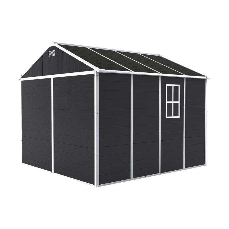 8*8ft Resin Storage Shed, High Quality PP Material, Waterproof, Rust And UV Proof, Large Storage Space, 12mm Thick PP Board