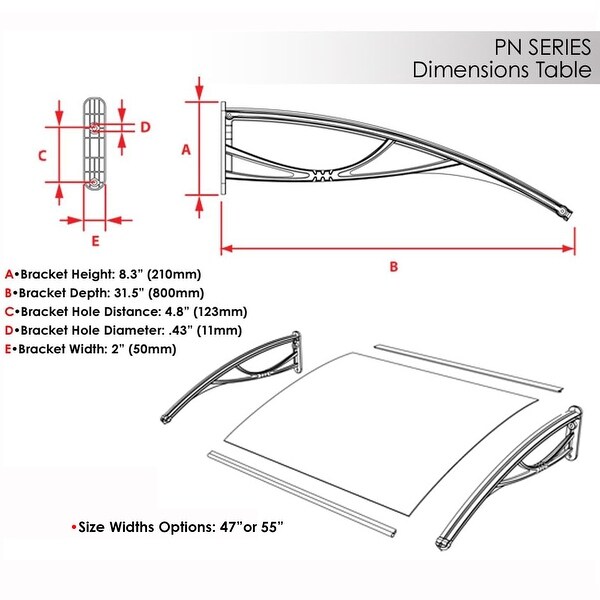ADVANING Tür- / Fenstermarkise Aus Kristallklarem Polycarbonat – 120 X 79 Cm, UV- Und Wetterschutz
