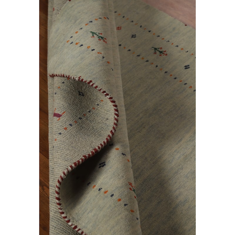 Hand Knotted Oriental 100% Wool Carpet Tribal Tribal Green Gabbeh Area Rug - 5' 9'' X 3' 11''