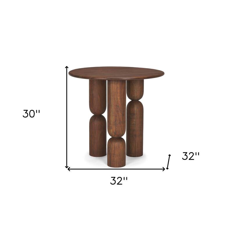HomeRoots 32" Brown Solid Wood and Wood Tray Table - 32.00 in. x 30.00 in. x 32.00 in.