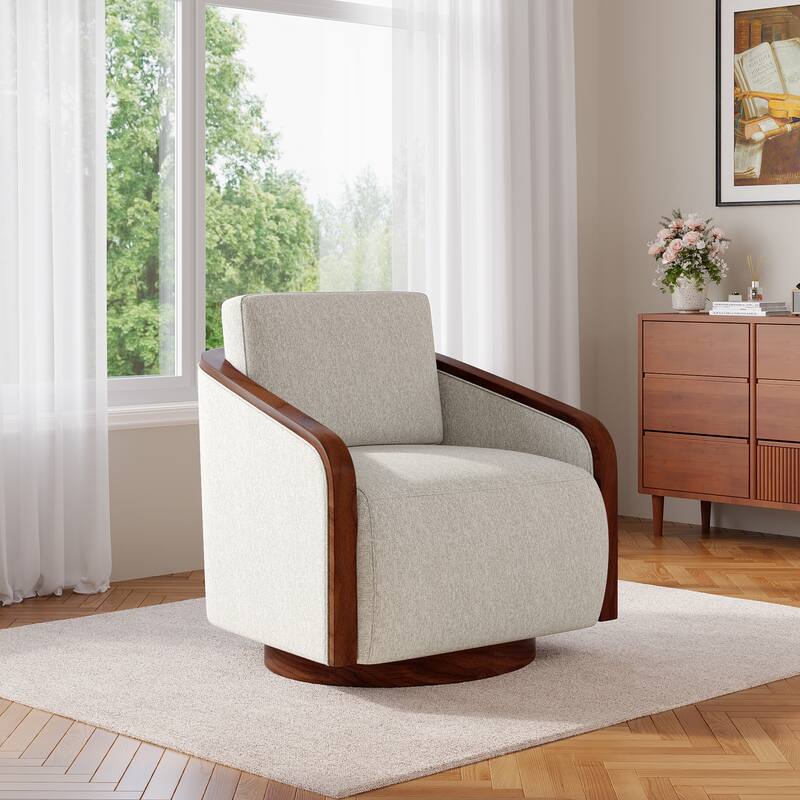 Chenille Modern 360°Swivel Barrel Chair Round Base