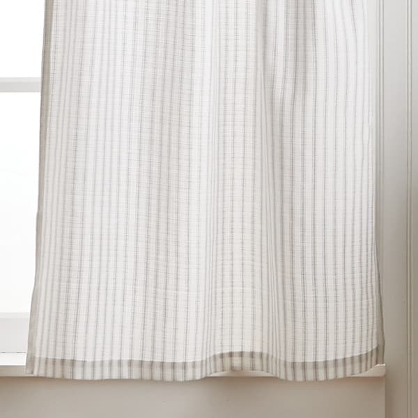 slide 2 of 10, Martha Stewart Ticking Stripe 3-piece Curtain Tier and Valance Set 1-Valance And 2-36" Tiers - Grey