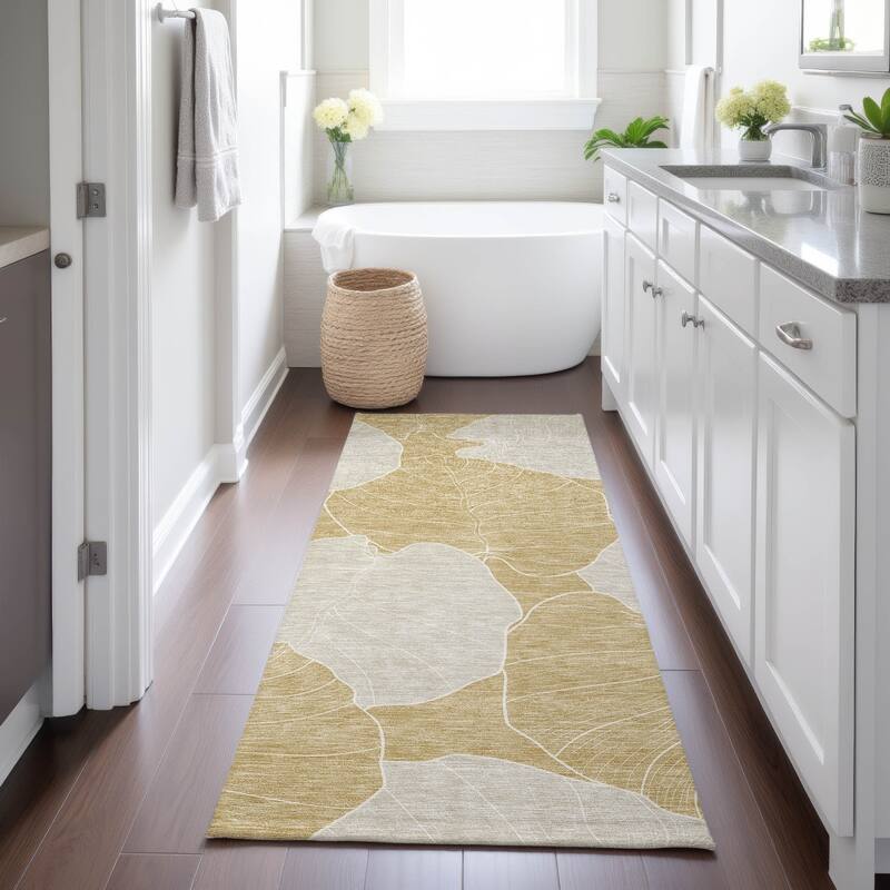 Machine Washable Indoor/ Outdoor Tropical Floral Chantille Rug