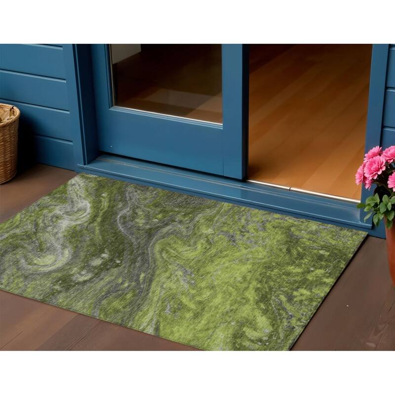 HomeRoots Abstract Transitional Rectangle Outdoor Rug - 3' x 5'