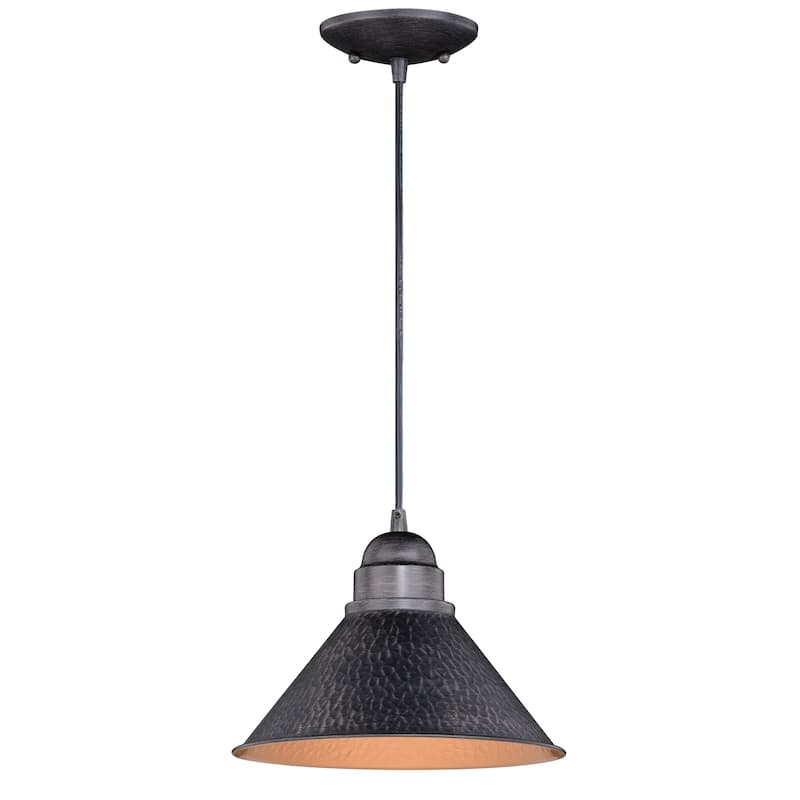 Outland 1-light Black/Goldtone Outdoor Barn Dome Pendant - 10-in W x 7.5-in H x 10-in D - Aged Iron and Light Gold - 10-in W x 7.5-in H x 10-in D