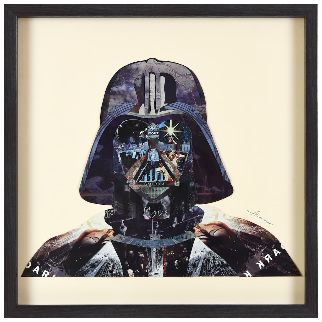 Empire Art "Dark Side" Alex Zeng's dimensional collage, under glass & a black shadow box frame