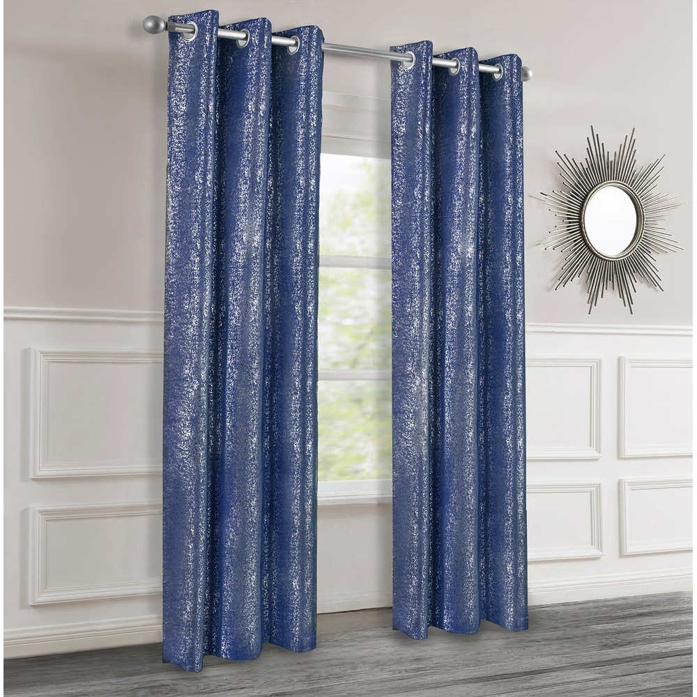 Dainty Home 2 Pack Artisinal 100% Blackout Grommet Curtain Panel Pair with 3D Lurex Texture
