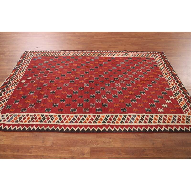 Kilim Qashqai Persian Vintage Rug Hand-Woven Wool Carpet - 5'0"x 7'9"