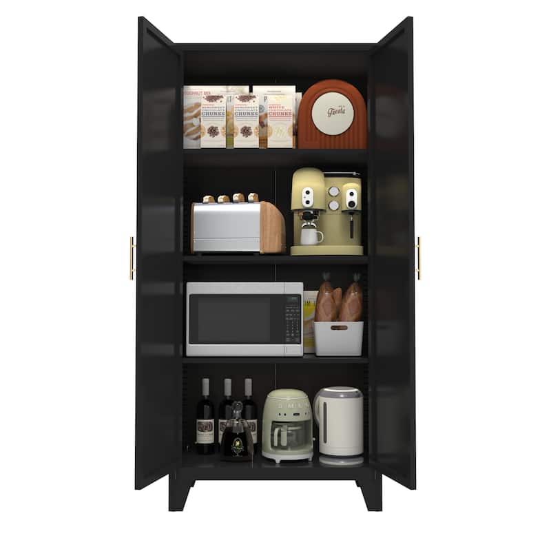 61'' 2 Shapely Doors Cabinet, Metal Storage Cabinet with Doors and Adjustable Shelves