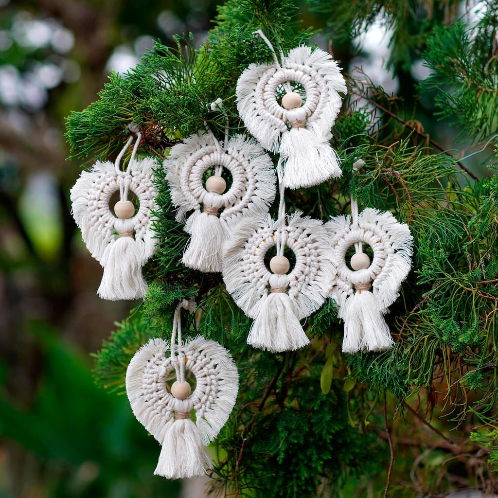 Novica Handmade Snow Angels Hand-Woven Cotton Holiday Ornaments (Set Of 6)