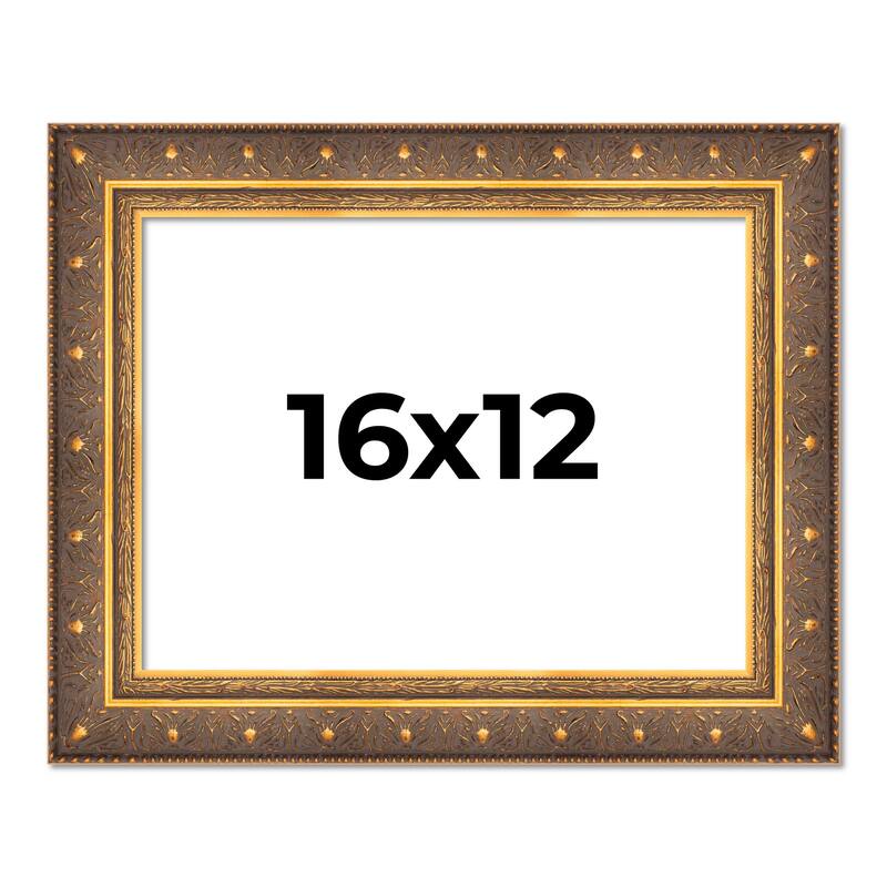 16x12 Frame Vintage Gold Solid Wood Picture Frame | 2.5 Inch Moulding