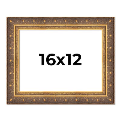 16x12 Frame Vintage Gold Solid Wood Picture Frame | 2.5 Inch Moulding