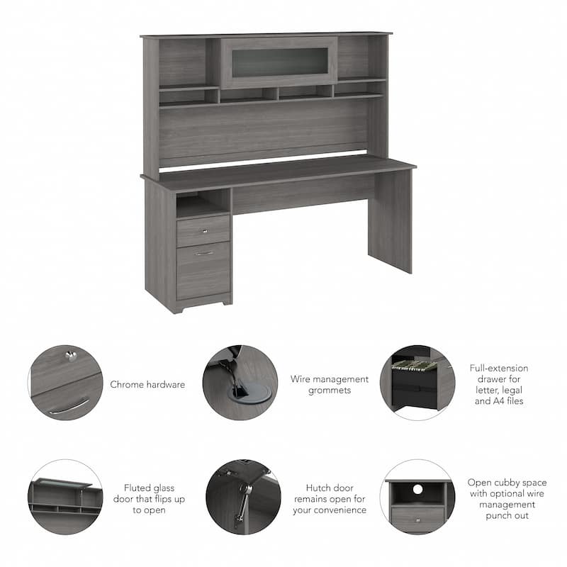 72W Computer Desk with Hutch and Drawers by Bush Furniture