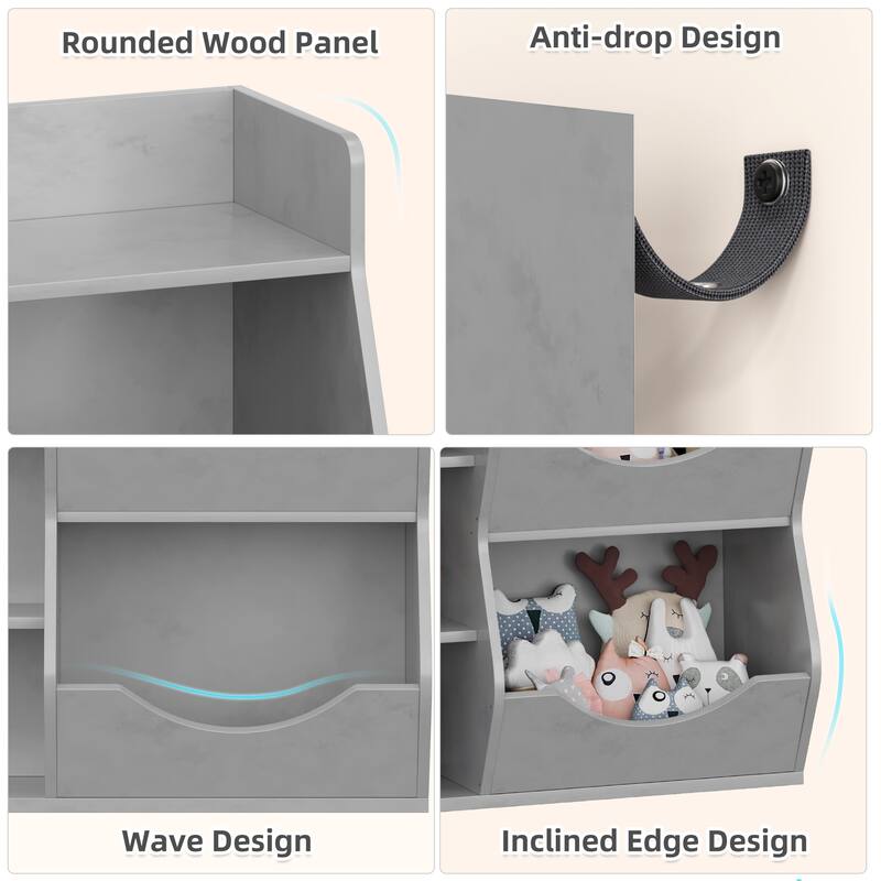 3-Tier Bookshelf Double Side Toy Shelf for Toys and Books
