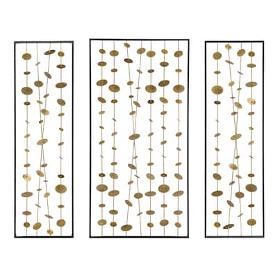 Modern Metal Decorative Wall Art with Black Frame (Set of 3)