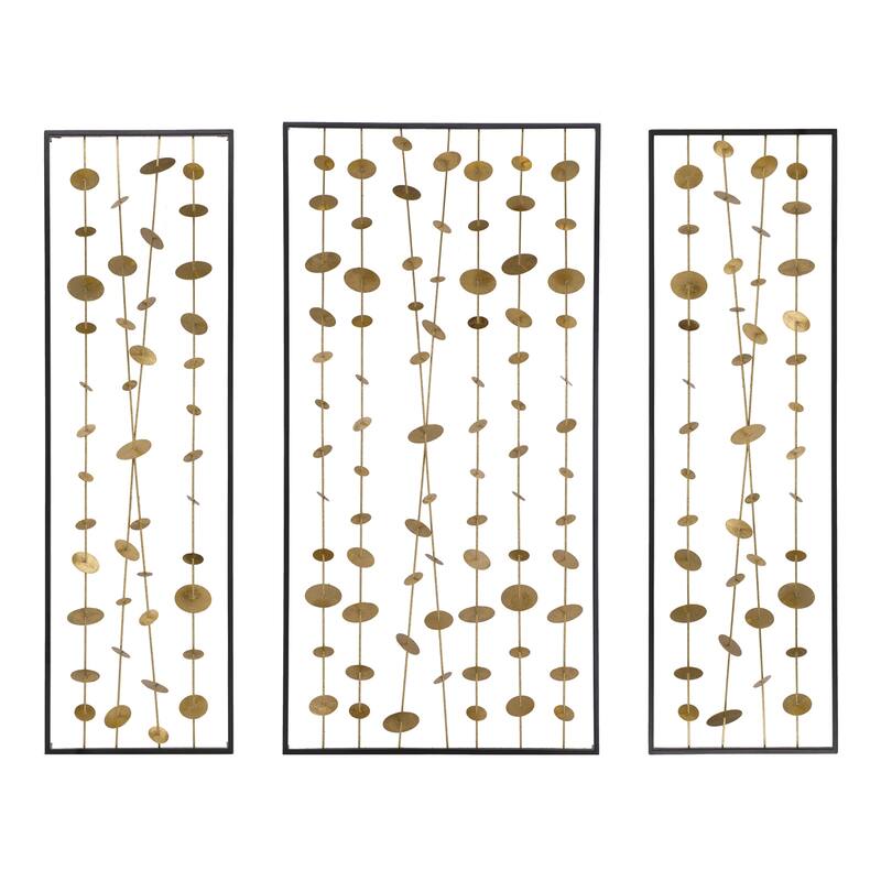 Set of 3 Metal Decorative Wall Art with Black Frame