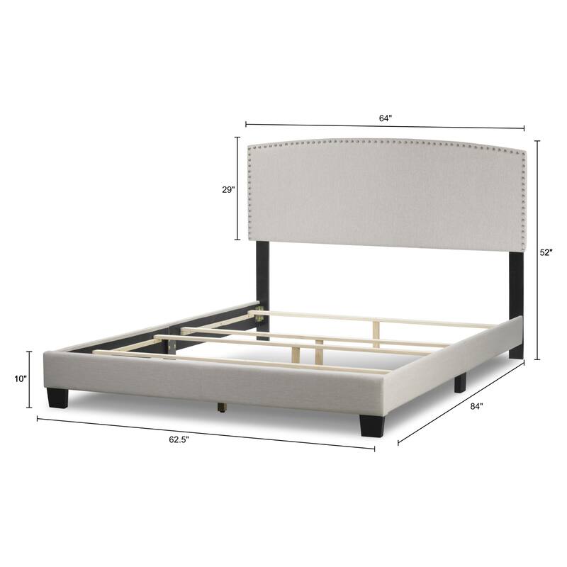 Ausca Fabric Queen Bed with Nail Head Trim