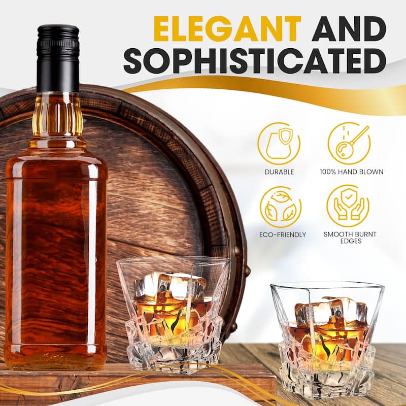 Berkware Lowball Whiskey Glasses - Modern Square Top Design