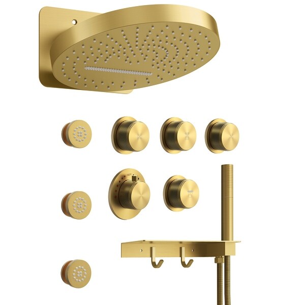 Shower System, Brass Shower Set Bathroom Round Head Faucet