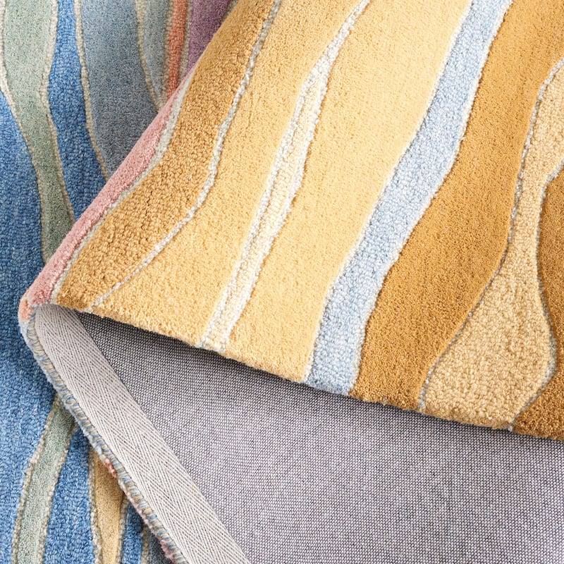 SAFAVIEH Handmade Rodeo Drive Bjarndis Mid-Century Modern Wool Rug - 3' x 5' - Blue/Blush - Rectangle
