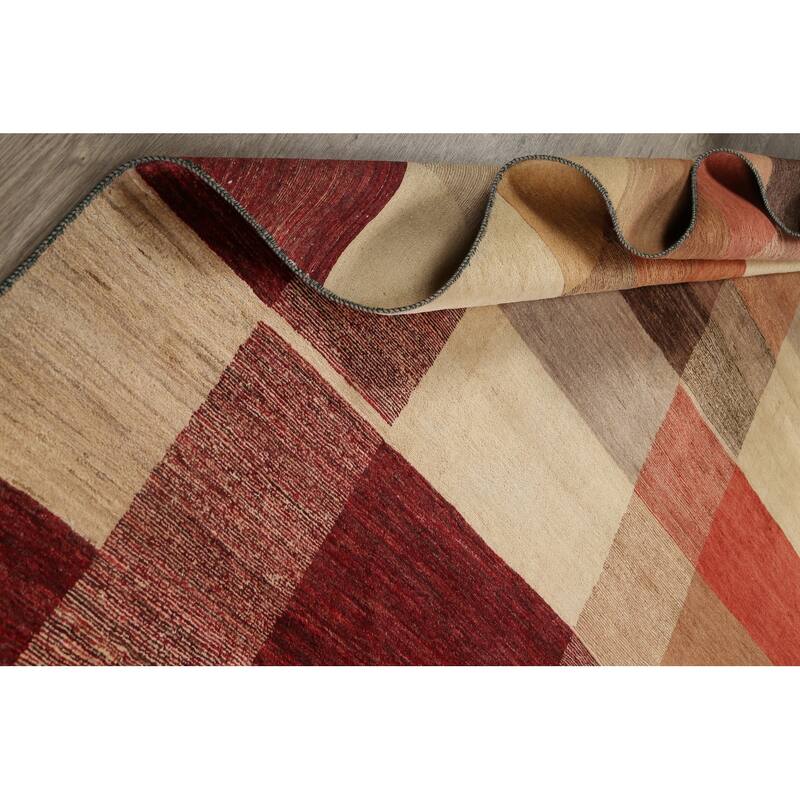 Hand Knotted Oriental 100% Wool Carpet Tribal All-Over Multi-Colored Gabbeh (kashkoli) Area Rug - 11' 8'' X 9' 2''