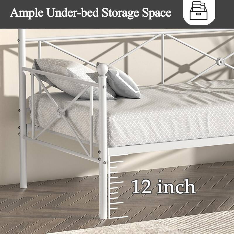 Javlergo Metal Daybed Frame Twin Size Sofa Bed with Steel Slats for Living Room Guest Room