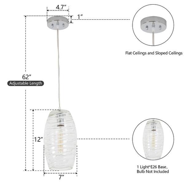 dimension image slide 4 of 5, Maxax 1 - Light Clear/Chrome/Blue Single Pendant
