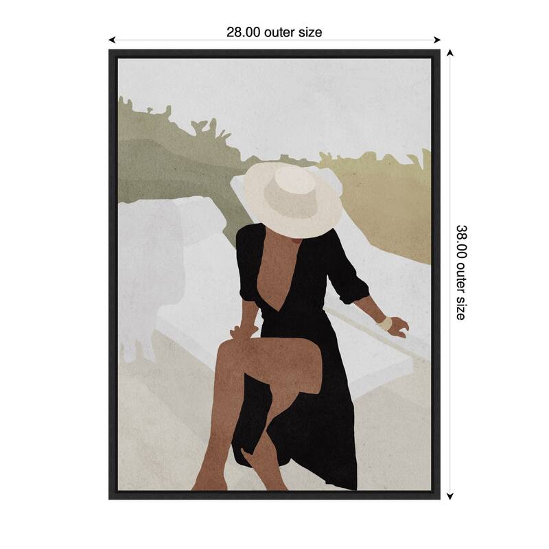 Kate and Laurel Sylvie Elegant Woman in Hat Framed Canvas by July Art Prints