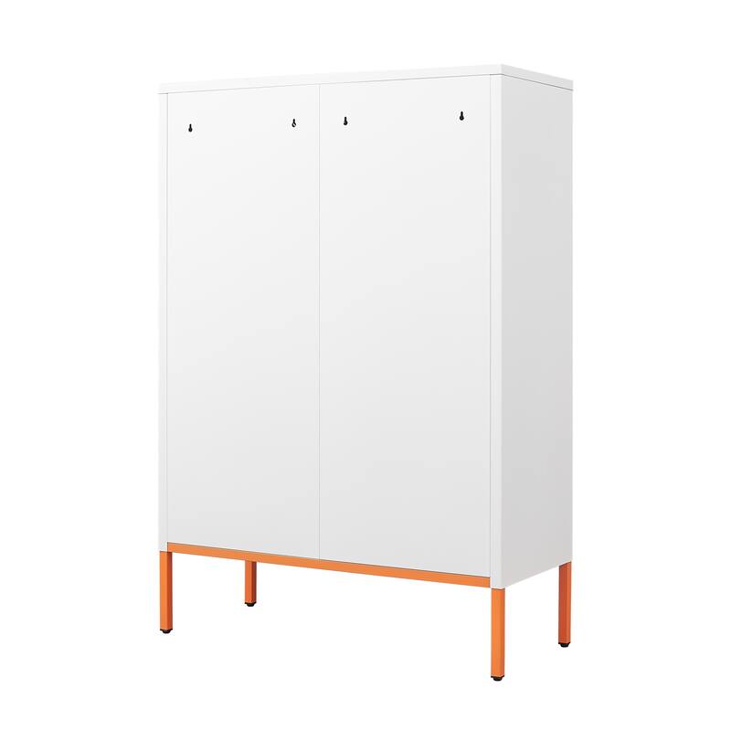 Anmytek Grid Double Door Shoe Cabinet with Adjustable Shelves & Hollow Shoe Storage, 15cm Moisture-Proof High Foot Design
