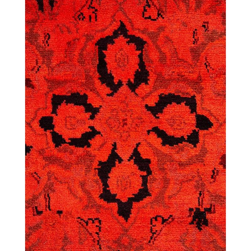 Overton Hand Knotted Wool Vintage Inspired Modern Contemporary Overdyed Red Area Rug - 6' 1" x 9' 4"