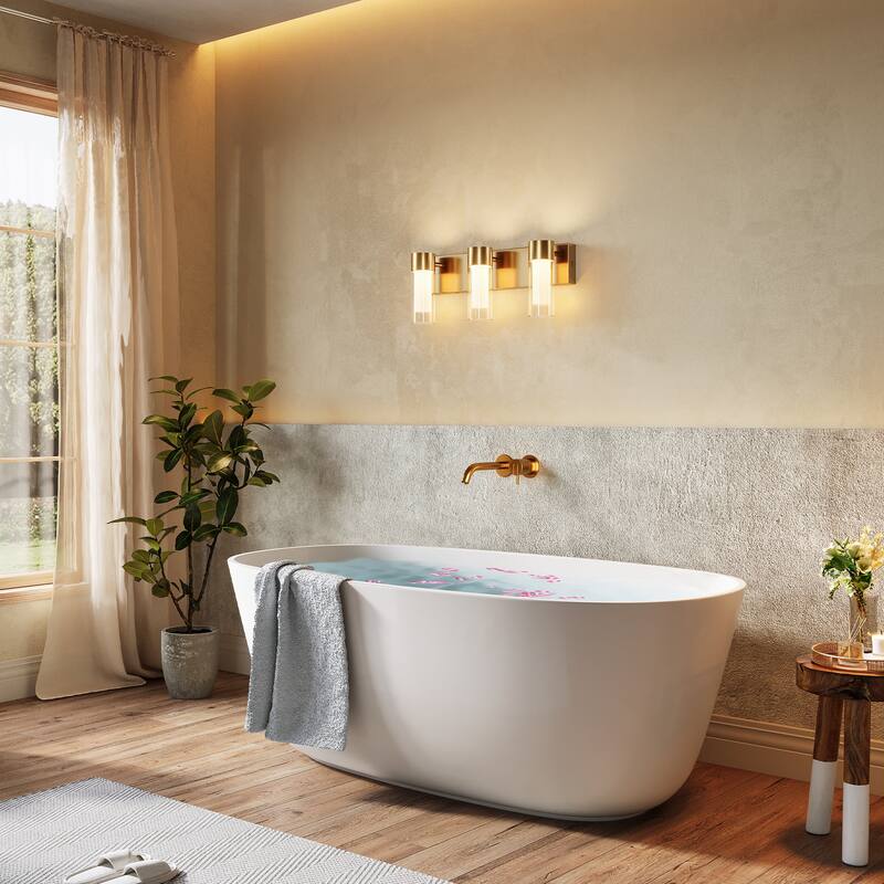 3-Light LED Bathroom Vanity Light Wall Sconces with Glass Shades - ‎25.3"L x 8.8"W x 6.2"H