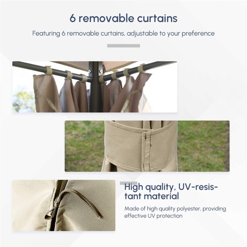 Patio Gazebo with 6 Detachable Sidewalls PA-Coated UV-Resistant Canopy & Powder-Coated Steel Frame - 13.1' L x 9.8' W x 9' H
