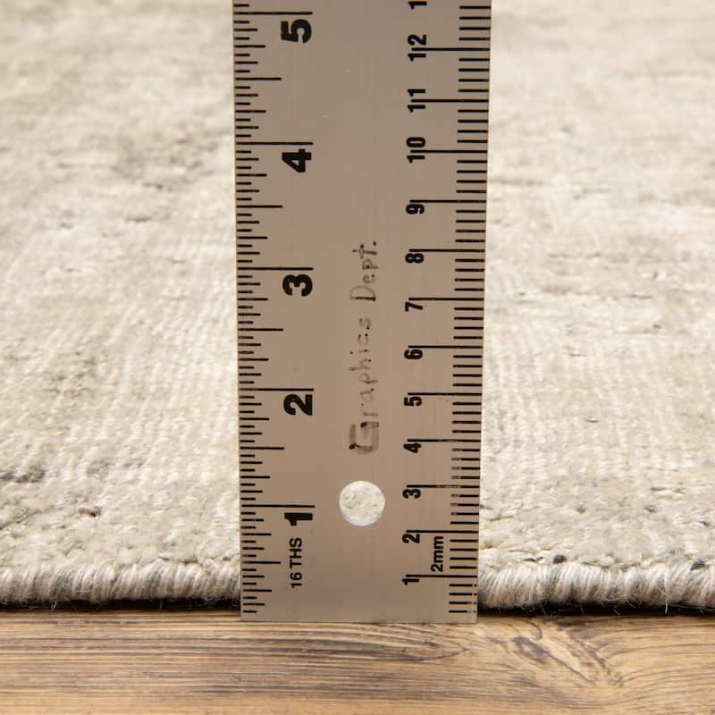 Somerset Textured Abstract Beige/ Charcoal Hand-made Wood Blend Area Rug