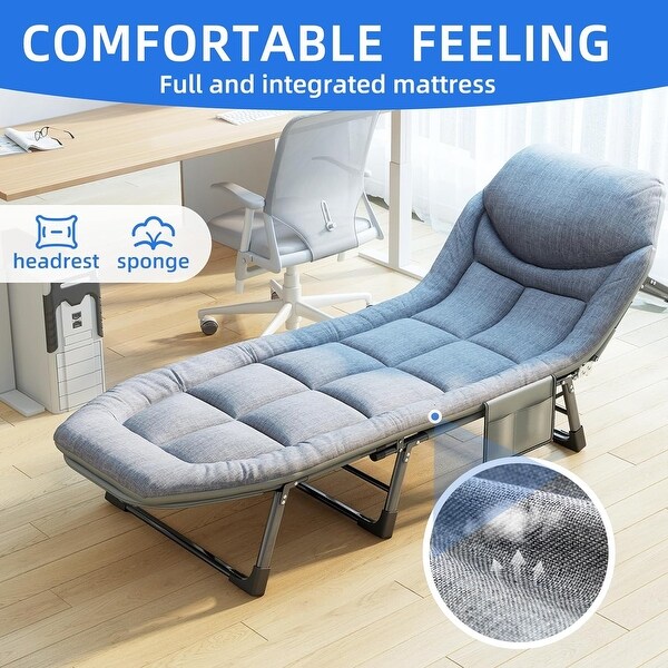 1-Pack Patio Chaise Folding Bed with Mattress,Comfortable