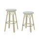 preview thumbnail 8 of 48, Elena Bohemian Round Wicker Patio Stools (Set of 2) by Furniture of America