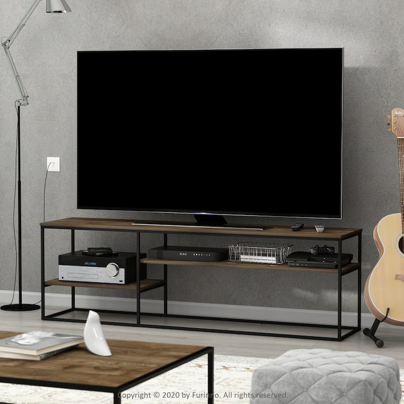 Furinno Moretti Modern Lifestyle TV Stand for TV up to 78 Inch, Columbia Walnut