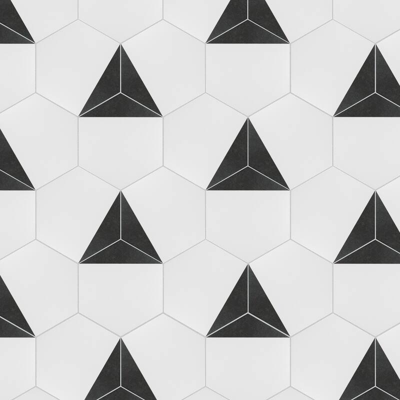 Merola Tile Peak Hex Nero 8-5/8" x 9-7/8" Porcelain Floor and Wall Tile