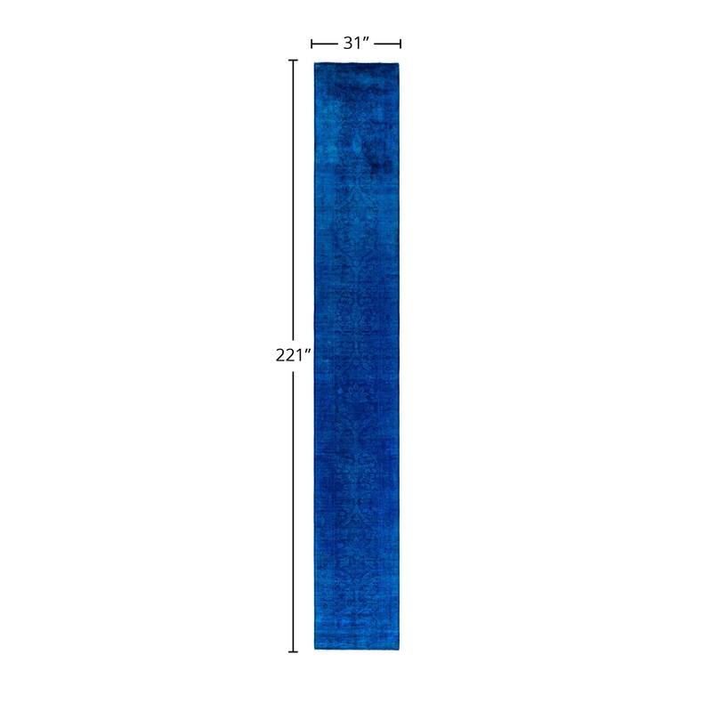 Contemporary Overdyed Wool Hand Knotted Runner - 2' 7" x 18' 5"
