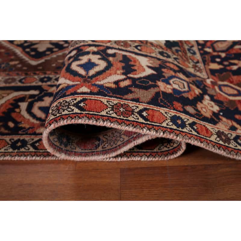 Geometric Bakhtiari Vintage Persian Rug Hand-Knotted Wool Carpet - 7'0" x 10'1"
