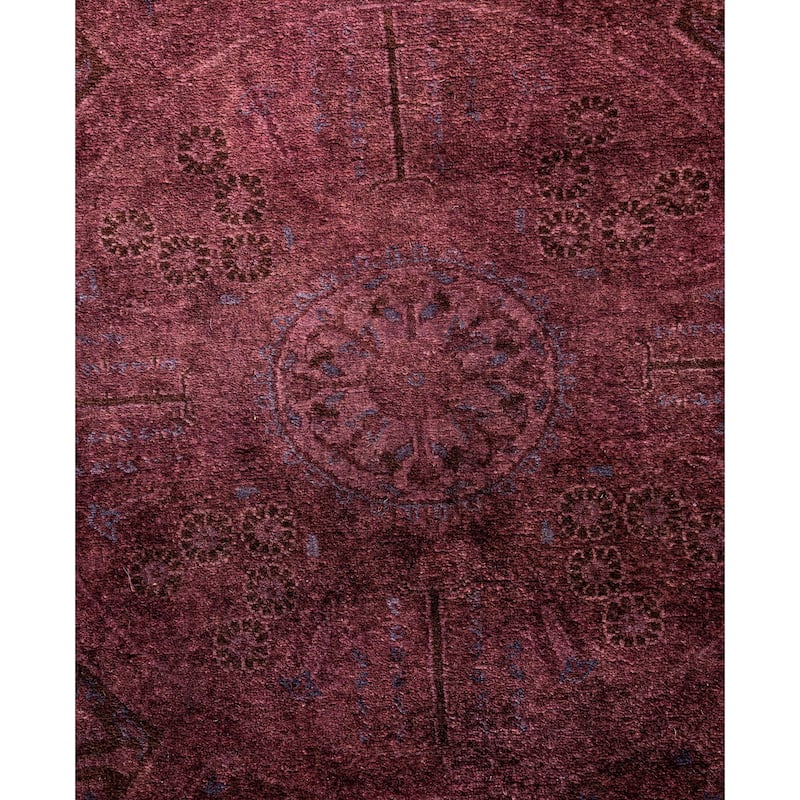 Overdyed One-of-a-Kind Hand-Knotted Round Area Rug - Purple - 6' 1" x 6' 1"