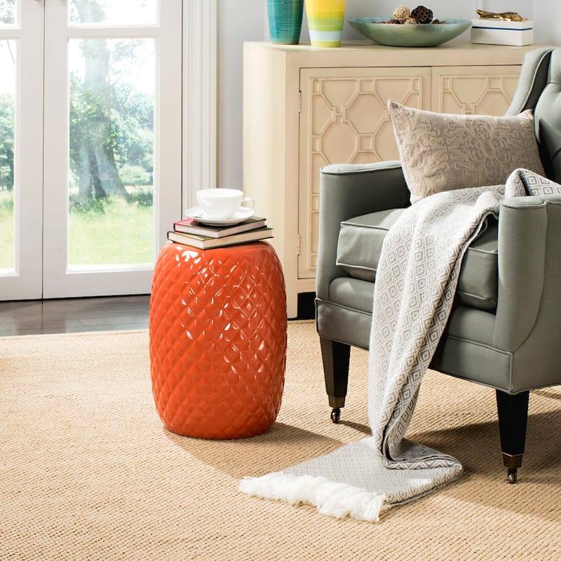 SAFAVIEH Veroana Orange Ceramic Decorative Garden Stool - Orange