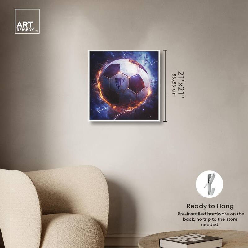 Electrify Soccer Ball Canvas by Art Remedy