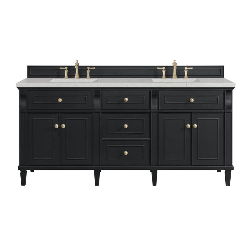 James Martin Vanities 424-V72-3LDL Lorelai 72" Double Basin Wood - Black Onyx - Anthracite Finish