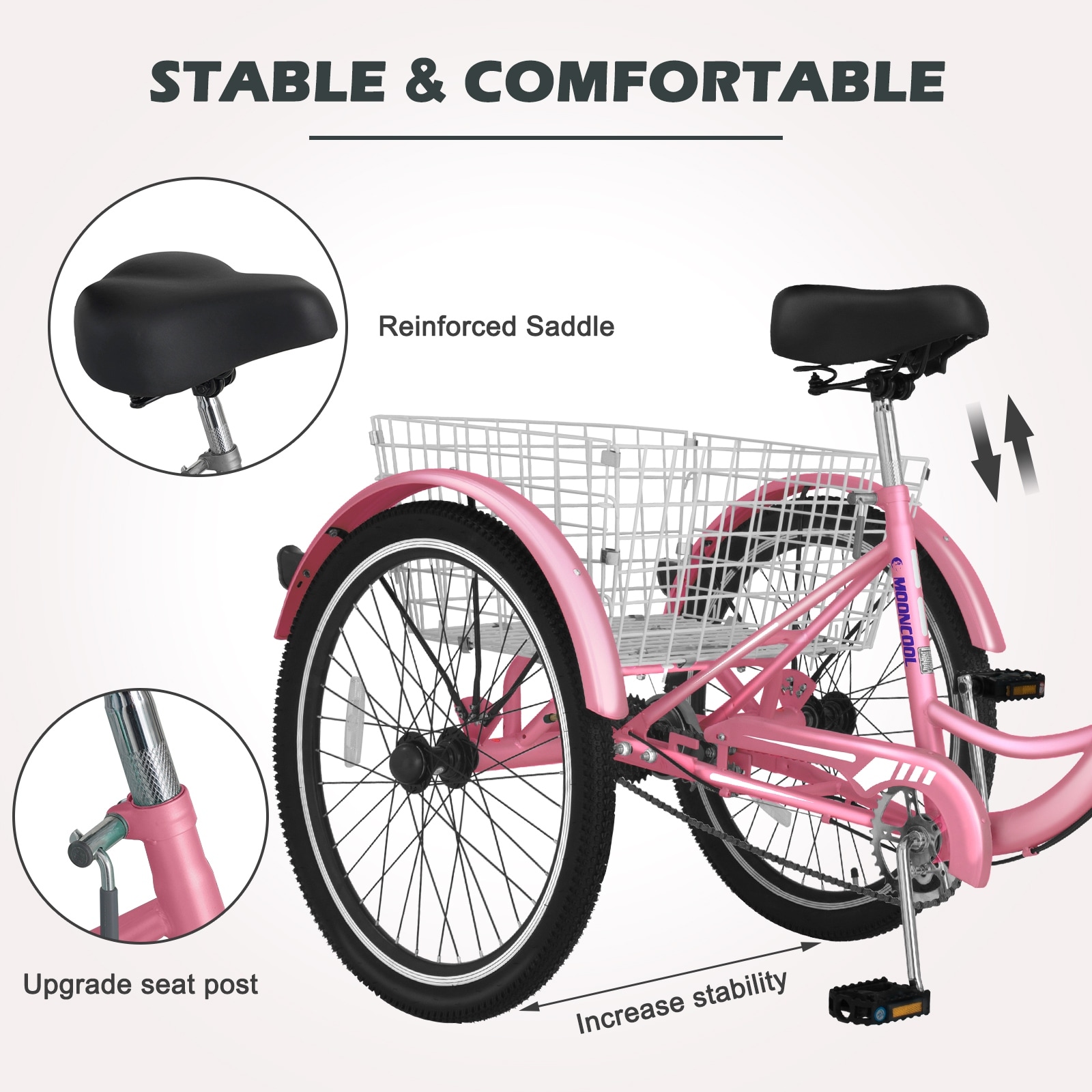 bicycle 3 wheels walmart DoCred Adult Tricycles, Wheel Bikes for Adults 20/24/26 inch 7 Speed Adult Trikes Bicycles Cruise Trike with Shopping Basket for Seniors, Women, Men : Sports & Outdoors 56 inch. Three Wheels