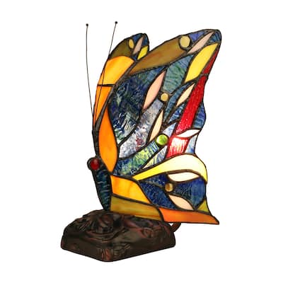 Tiffany Style, Butterfly Design 1 Light Table Lamp - 9.88 inches high