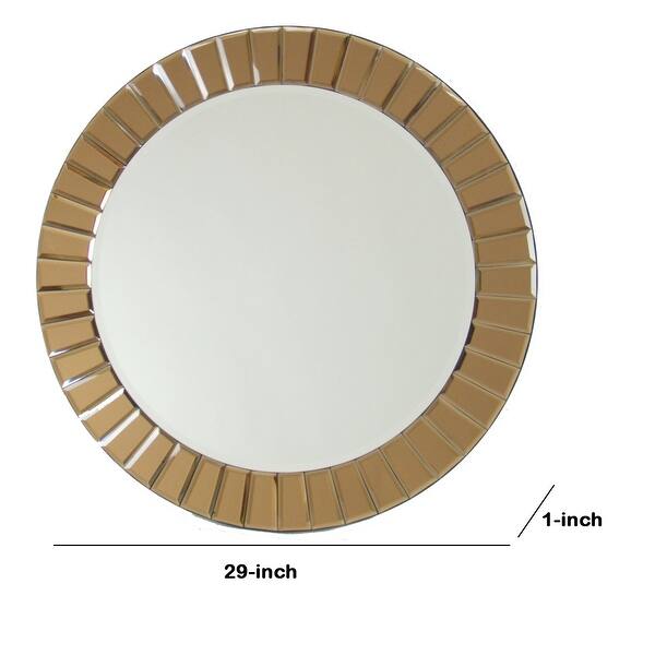 Beveled Mirror Accented Round Wall Mirror,Gold and Silver Bed Bath