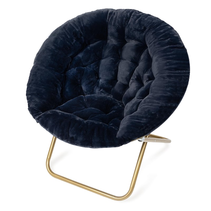 Milliard Cozy X-large Faux Fur Saucer Chair - Navy Blue
