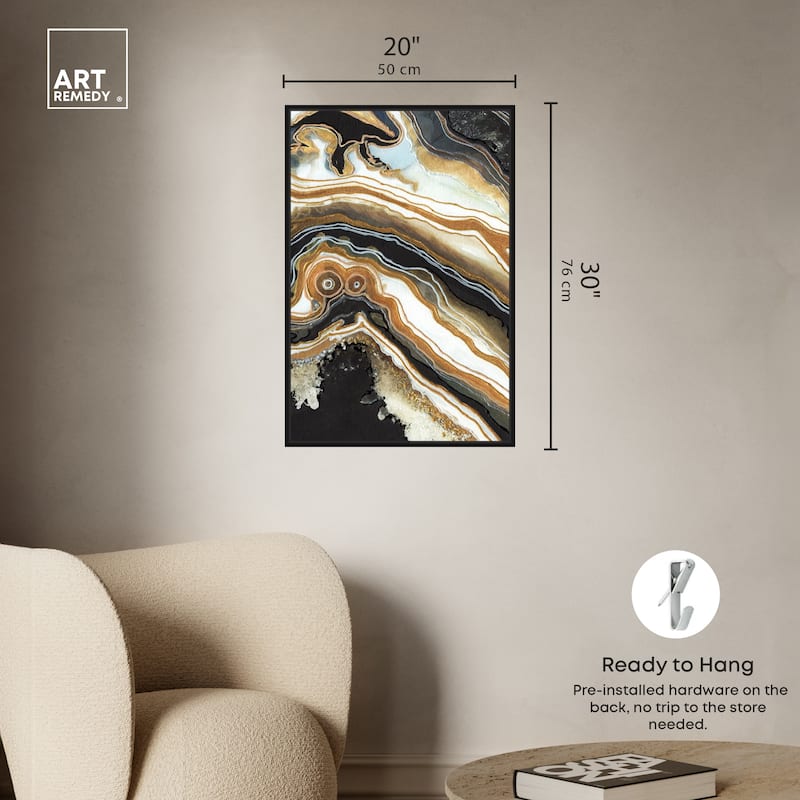 Art Remedy Black And Gold Ii Framed Mineral, Agate & Geode 1 Piece Canvas Wall Art