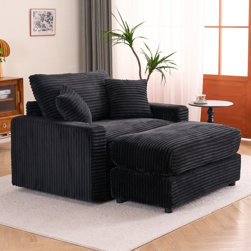56.30" Single Sofa Chair, Independent Ottoman